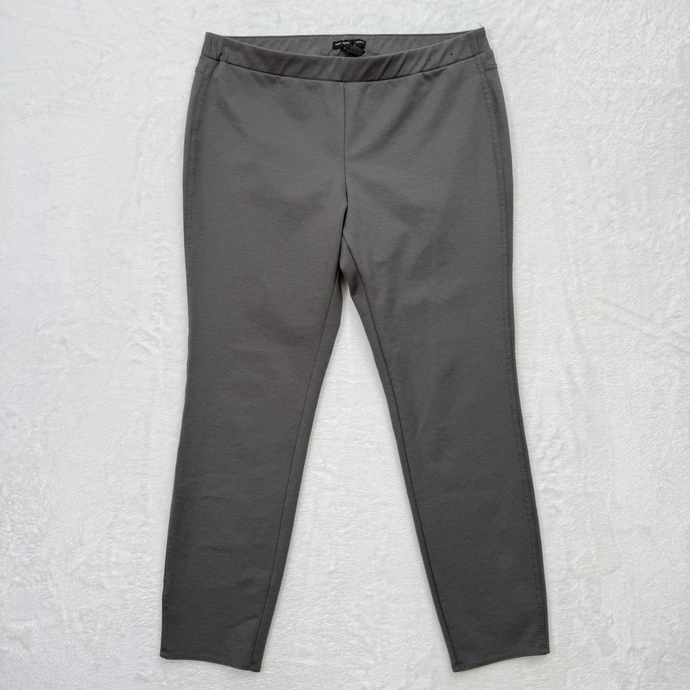 New York & Company Pants Womens‎ L Gray Stretch Pull On Slim Tapered Career Knit